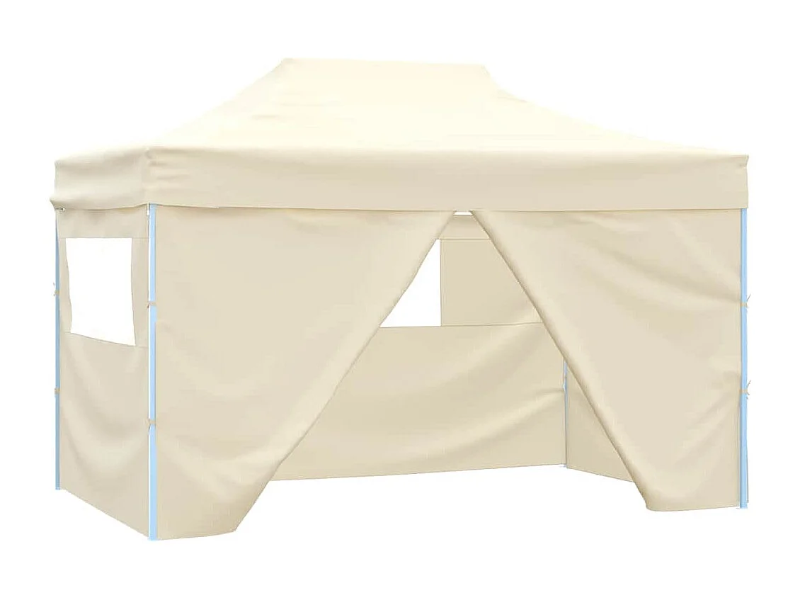 Tenda pieghevole per ricevimenti a 4 pareti 3x4 m Acciaio Crema