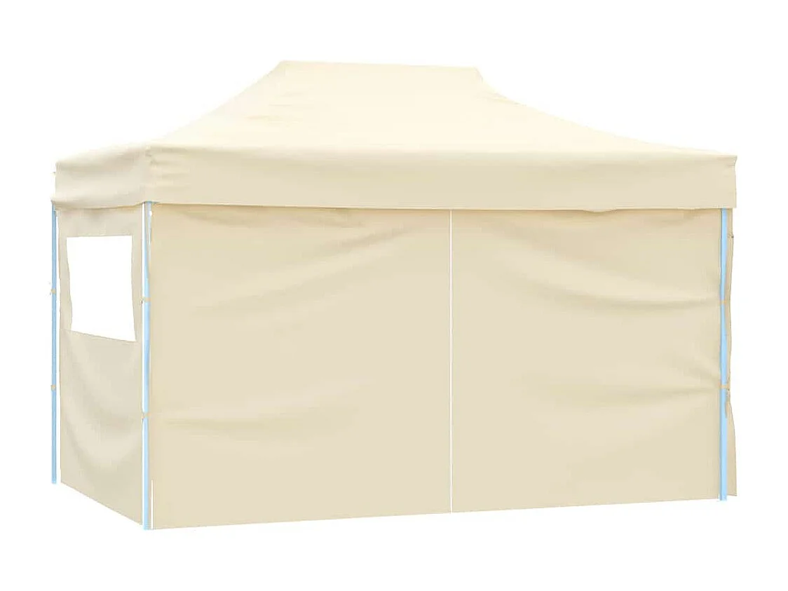 Tenda pieghevole per ricevimenti a 4 pareti 3x4 m Acciaio Crema