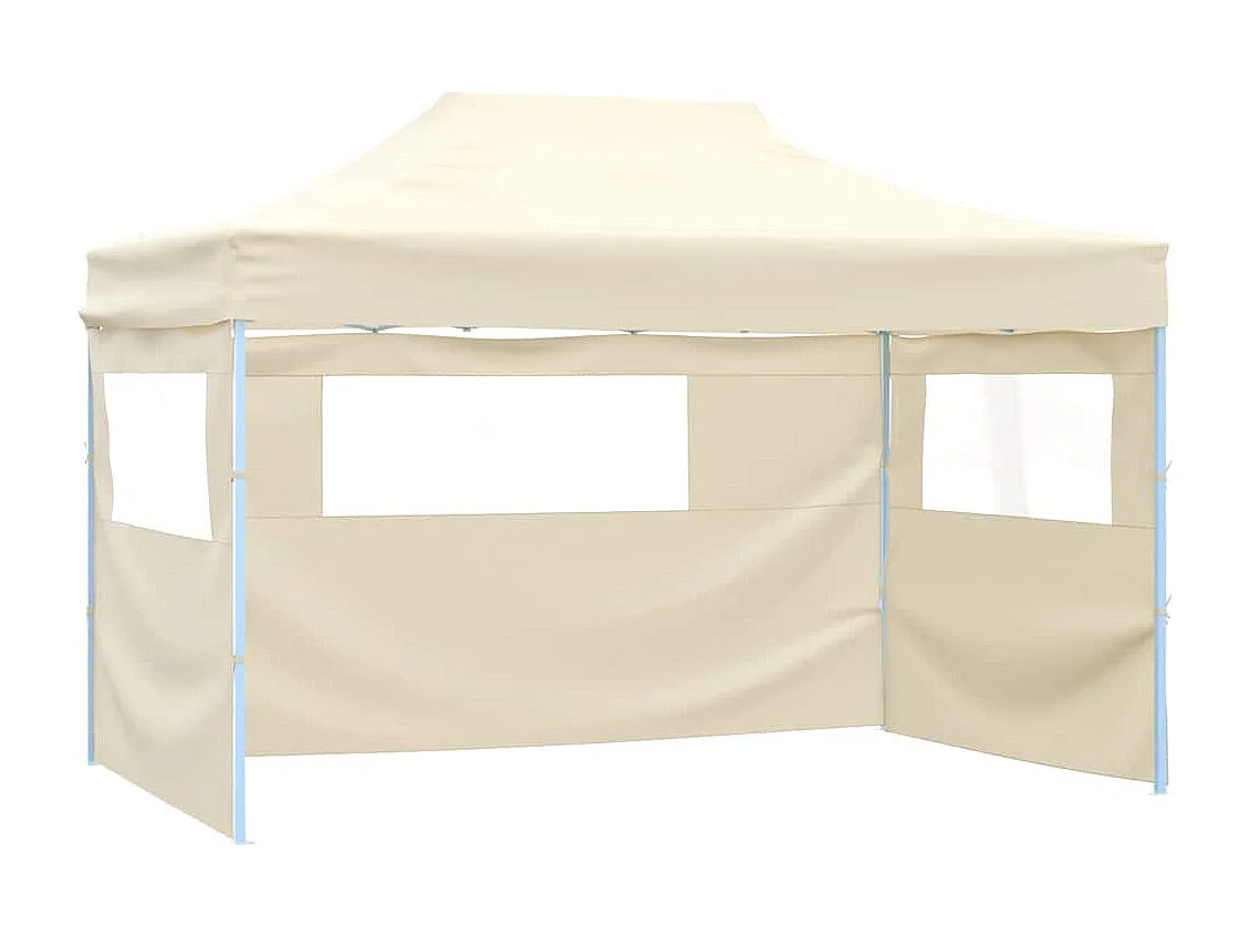 Tenda pieghevole per ricevimenti a 4 pareti 3x4 m Acciaio Crema
