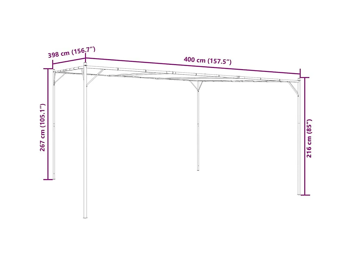 Cenador blanco 4x4 m tejido 180 g/m² y acero