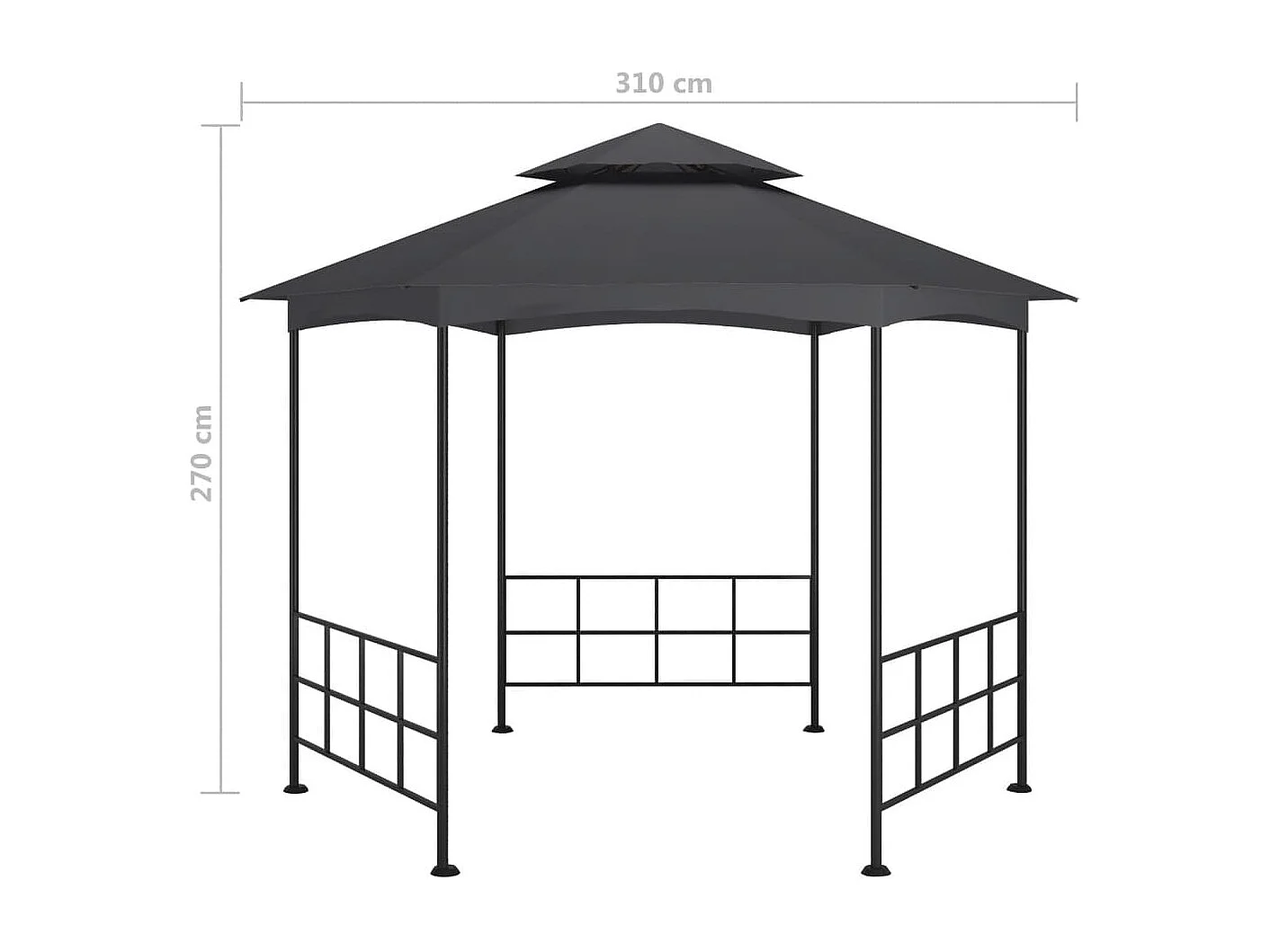 Belvédère avec parois 3,1x2,7 m Anthracite