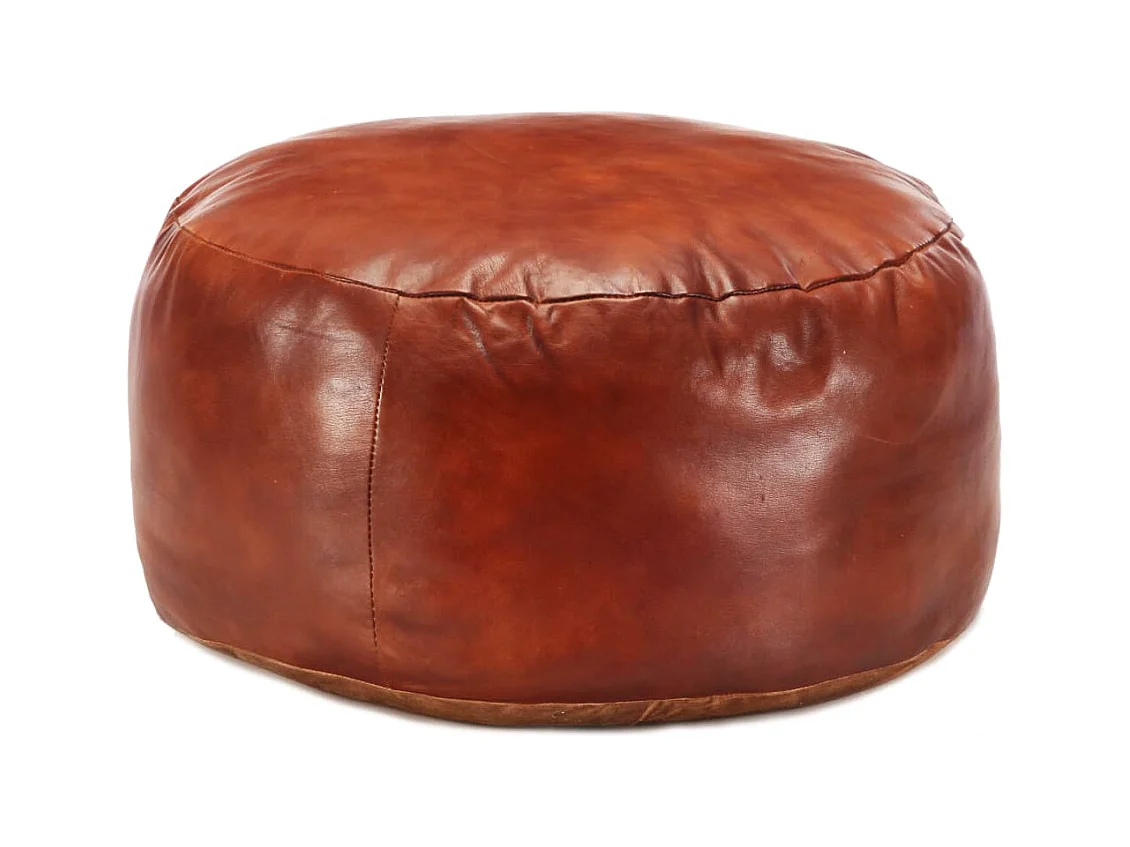 Pouf 60 x 30 cm Brun roux Cuir véritable de chèvre