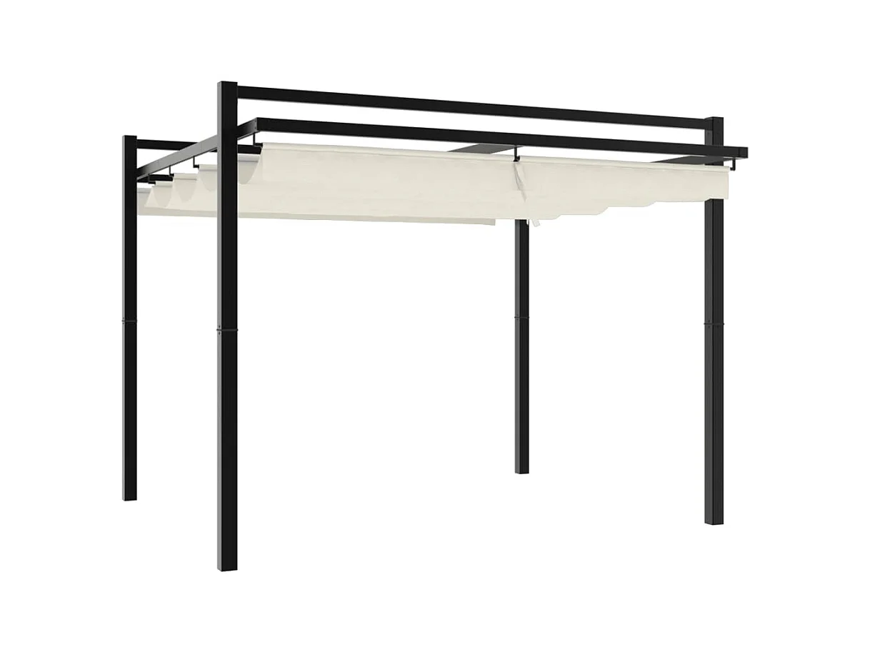 Cenador de jardín con techo retráctil crema 3x3 m aluminio