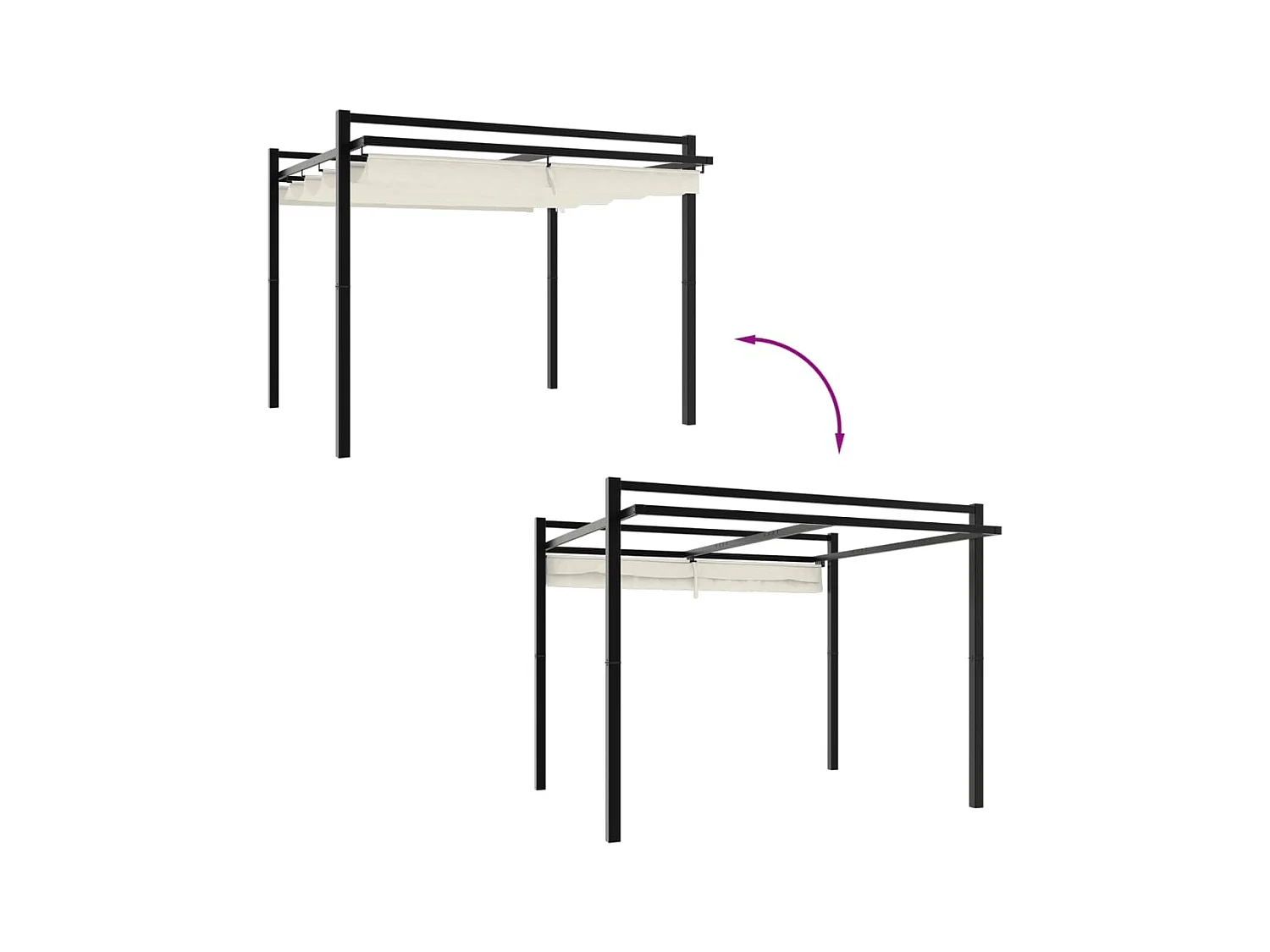 Cenador de jardín con techo retráctil crema 3x3 m aluminio