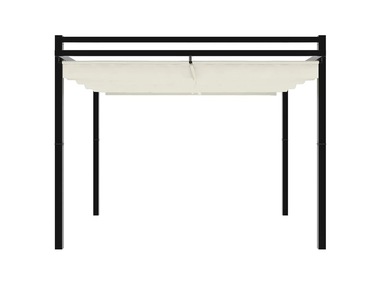 Cenador de jardín con techo retráctil crema 3x3 m aluminio
