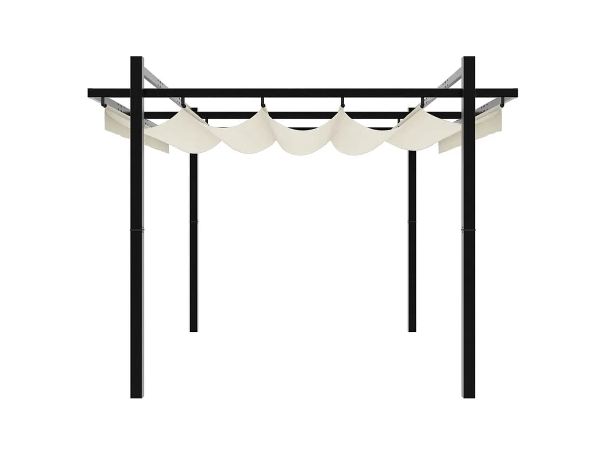 Cenador de jardín con techo retráctil crema 3x3 m aluminio