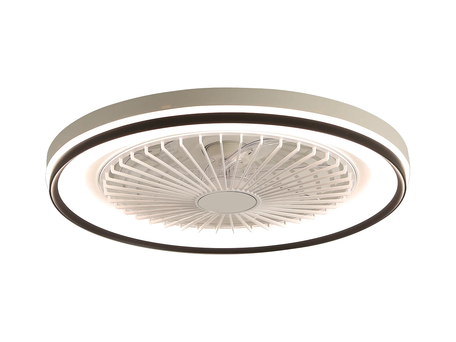 Ventilateur de plafond 19 pouces avec télécommande, 3 pales ABS, moteur DC ultra-silencieux, LED dimmable RGB 3 couleurs (48.26x48.26x12.7 cm)