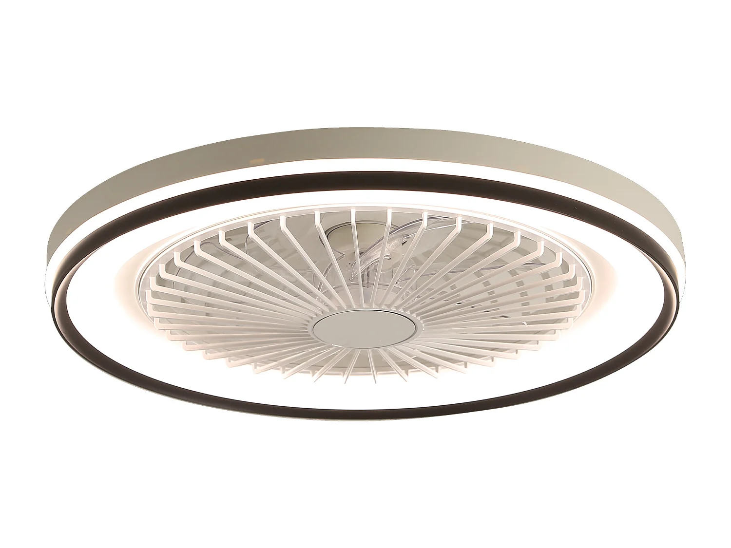 Ventilateur de plafond 19 pouces avec télécommande, 3 pales ABS, moteur DC ultra-silencieux, LED dimmable RGB 3 couleurs (48.26x48.26x12.7 cm)