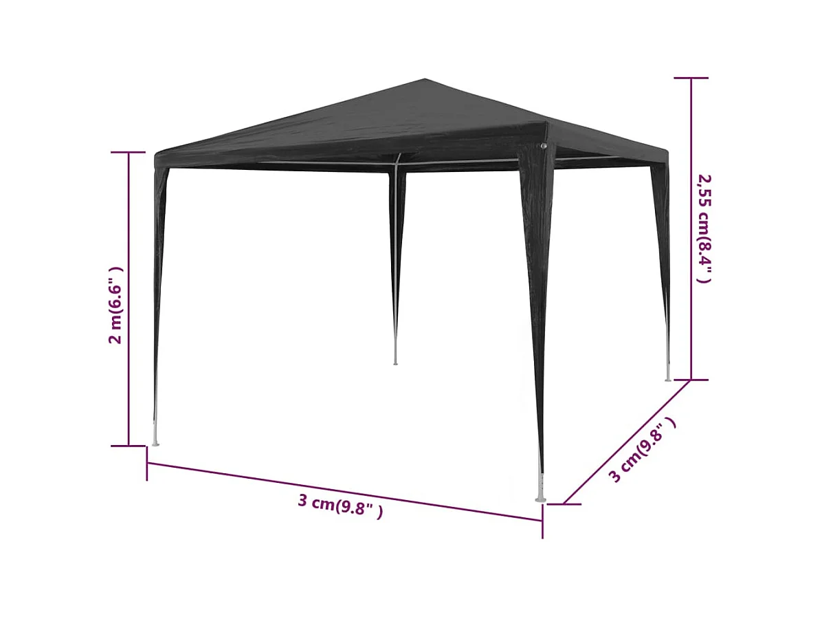 Carpa de recepción 3x3 m PE Antracita