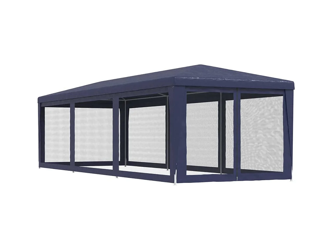 Partytent met 8 gaas zijwanden Blauw 3x9 m HDPE