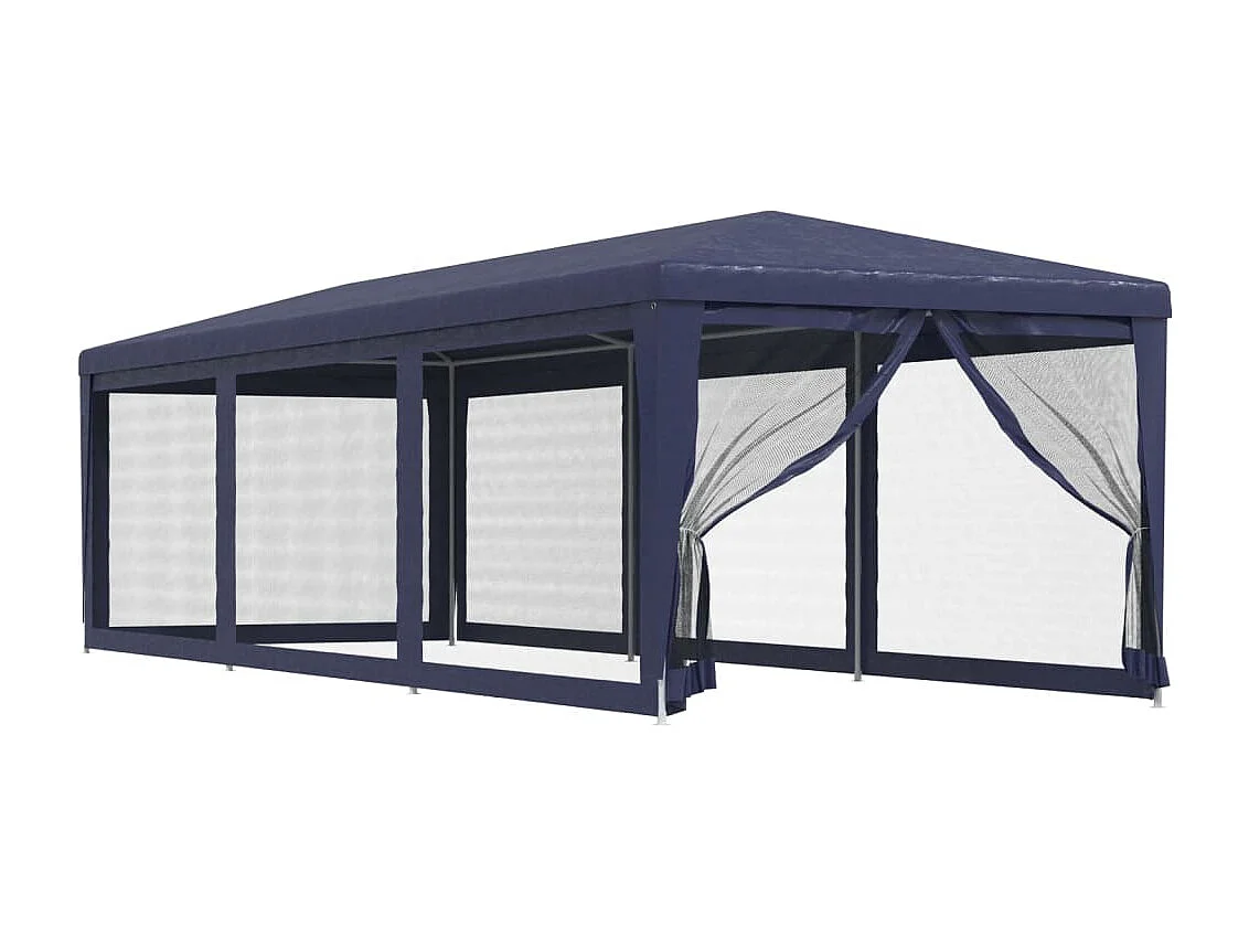 Carpa para fiestas con 8 paredes laterales de malla Azul 3x9 m HDPE
