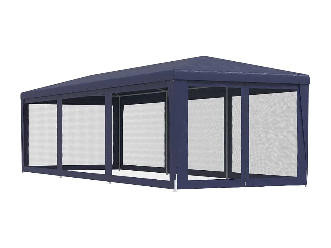 Carpa para fiestas con 8 paredes laterales de malla Azul 3x9 m HDPE