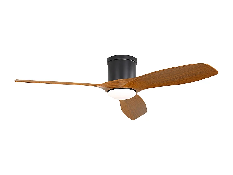 Plafondventilator van 52 inch met afstandsbediening, 3 ABS-bladen, dimbare led van 18 W, 3 kleuren, omkeerbare functie, zwart (132x132x22,86 cm)