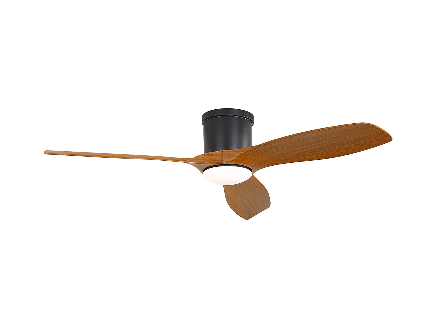 Ventilateur de plafond 52 pouces avec télécommande, 3 pales ABS, LED 18W dimmable, 3 couleurs, fonction réversible, noir (132x132x22.86 cm)