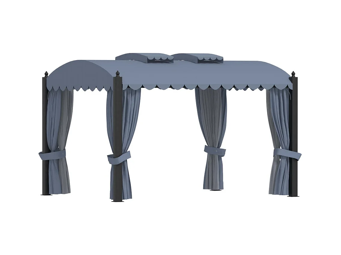 Cenador con cortinas 3x4 m Acero Antracita