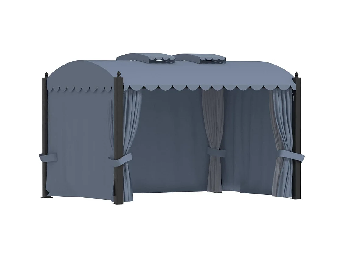 Cenador con cortinas 3x4 m Acero Antracita