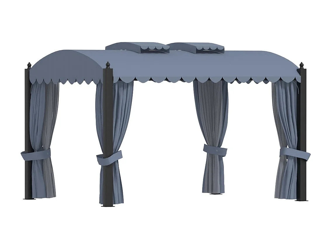 Gazebo con tende 3x4 m Acciaio Antracite