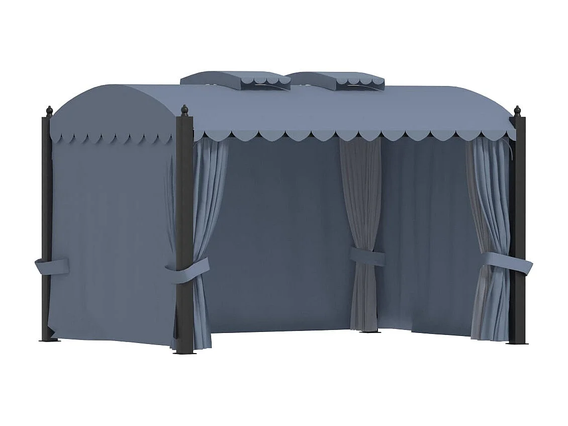 Gazebo con tende 3x4 m Acciaio Antracite