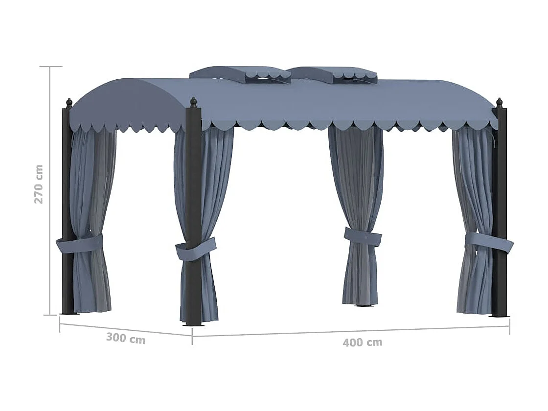 Gazebo con tende 3x4 m Acciaio Antracite