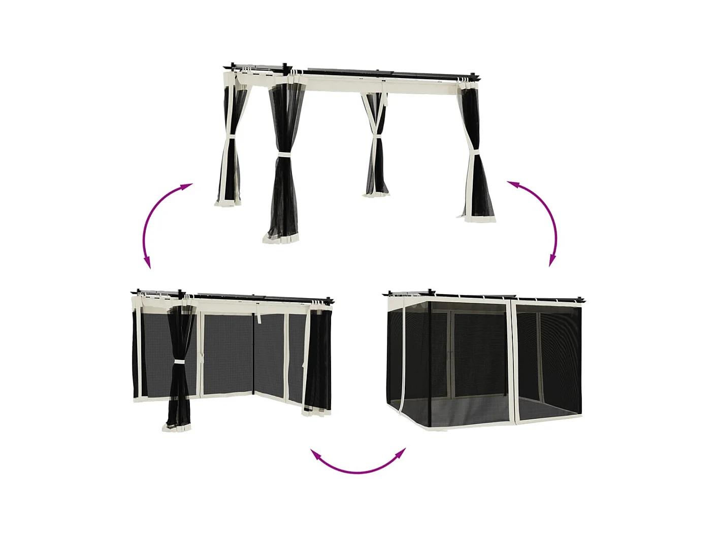 3x3 m stalen crèmekleurige gaastent met wanden