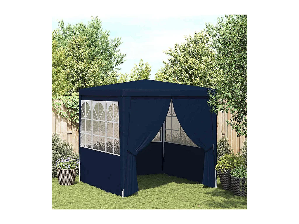 Carpa para fiestas con paredes laterales 2,5x2,5 m Azul 90 g/m²