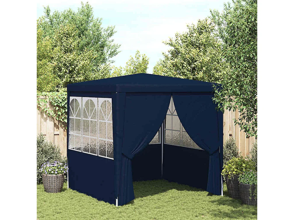 Tenda per feste con pareti laterali 2,5x2,5 m Blu 90 g/m²