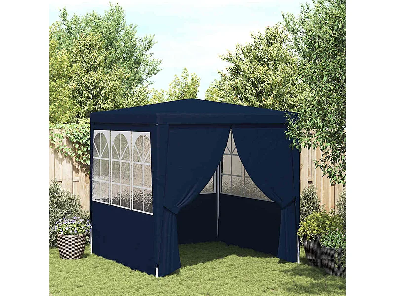 Tenda per feste con pareti laterali 2,5x2,5 m Blu 90 g/m²