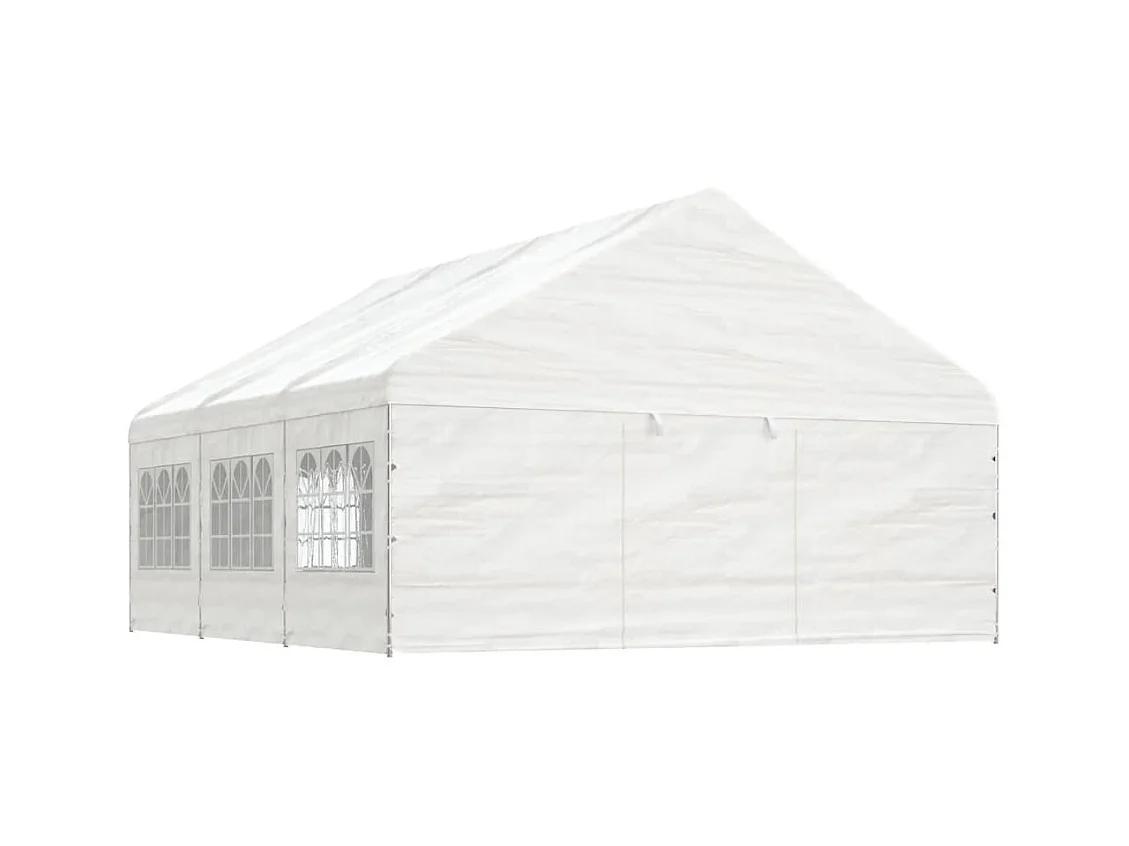 Gazebo met wit dak 6,69x5,88x3,75 m polyethyleen