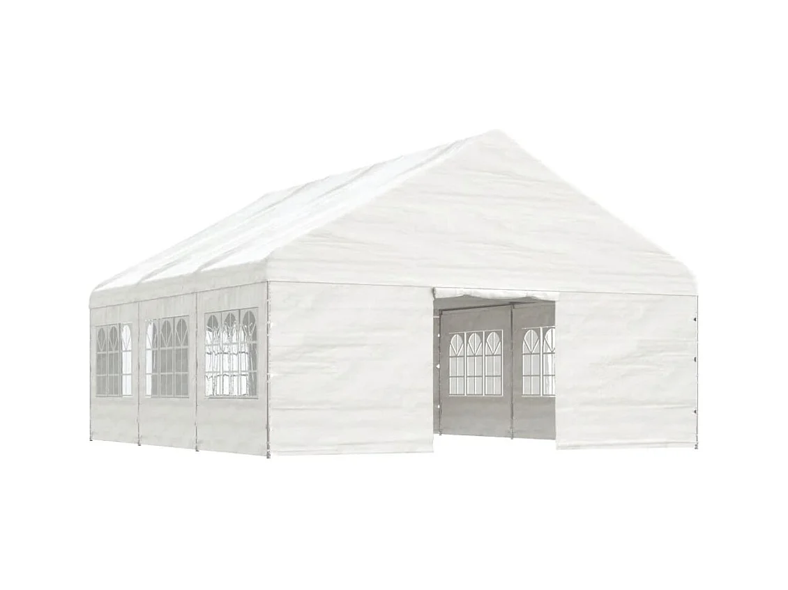 Gazebo met wit dak 6,69x5,88x3,75 m polyethyleen