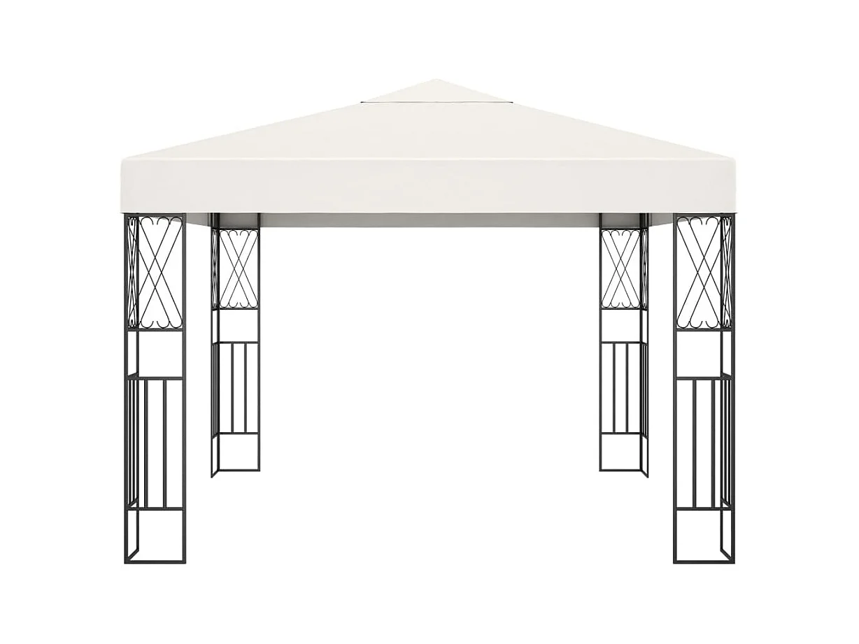 Gazebo con ghirlanda luminosa a LED 3x3 m Tessuto Crema