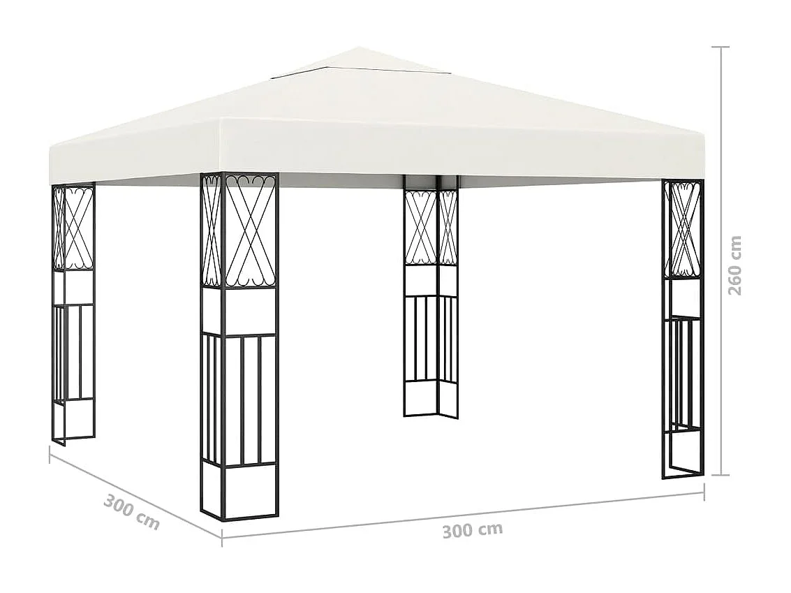 Gazebo con ghirlanda luminosa a LED 3x3 m Tessuto Crema