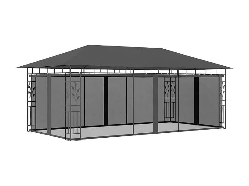 Gazebo met klamboe 6x3x2,73 m Antraciet