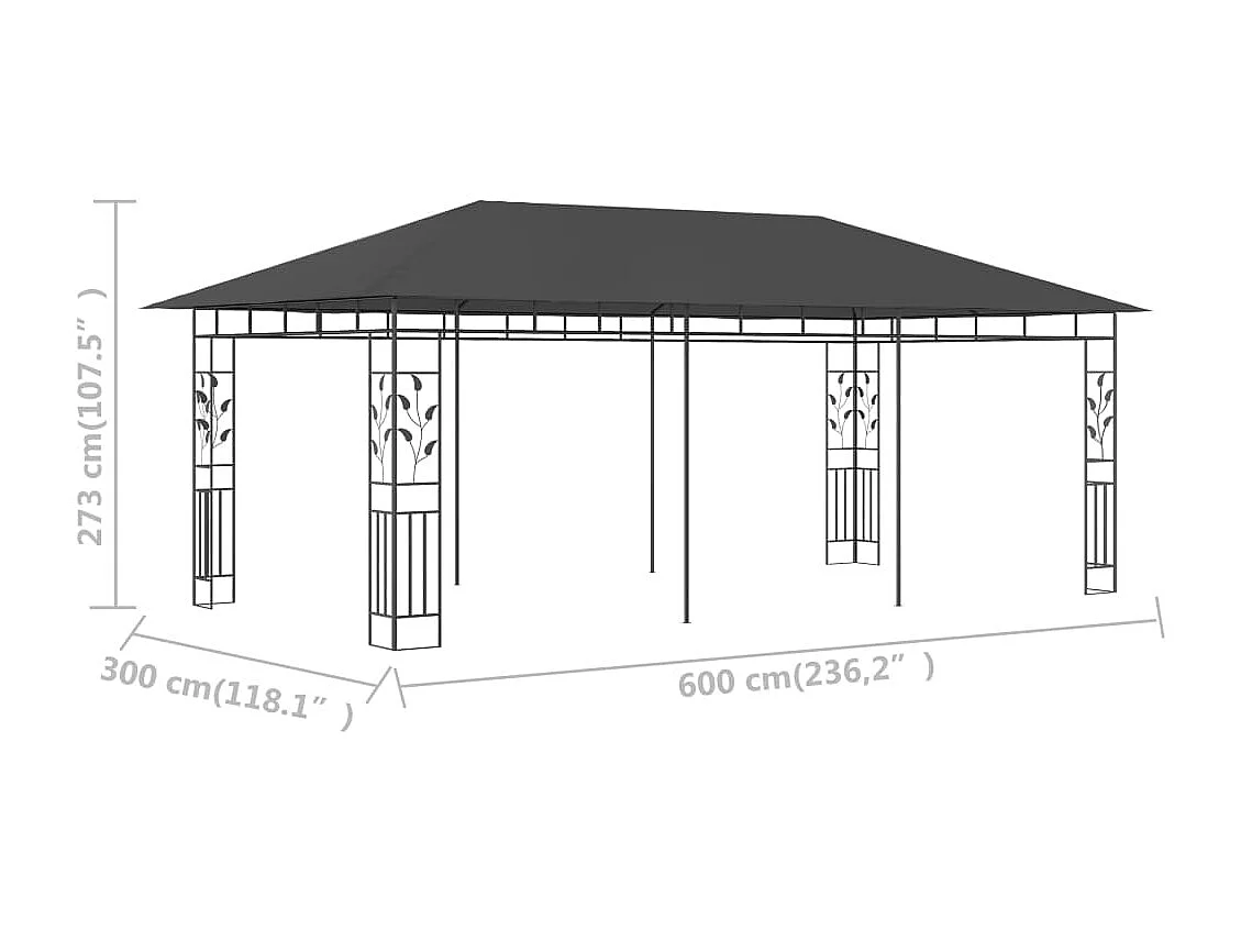 Gazebo con zanzariera 6x3x2,73 m Antracite