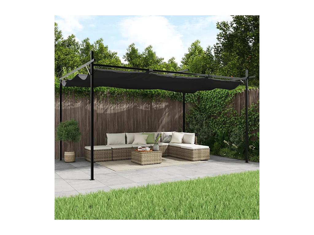 Pergola avec toit rétractable anthracite 395x292x230 cm
