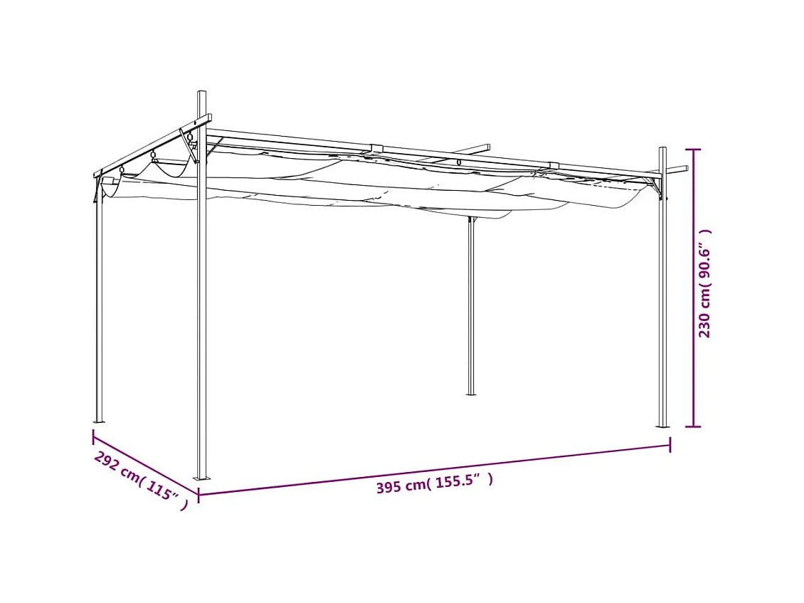 Pergola avec toit rétractable anthracite 395x292x230 cm