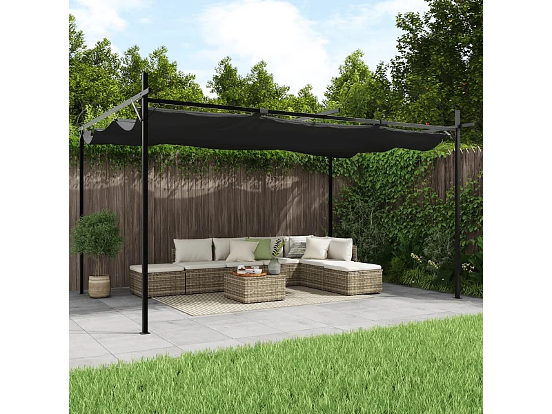 Pergola avec toit rétractable anthracite 395x292x230 cm