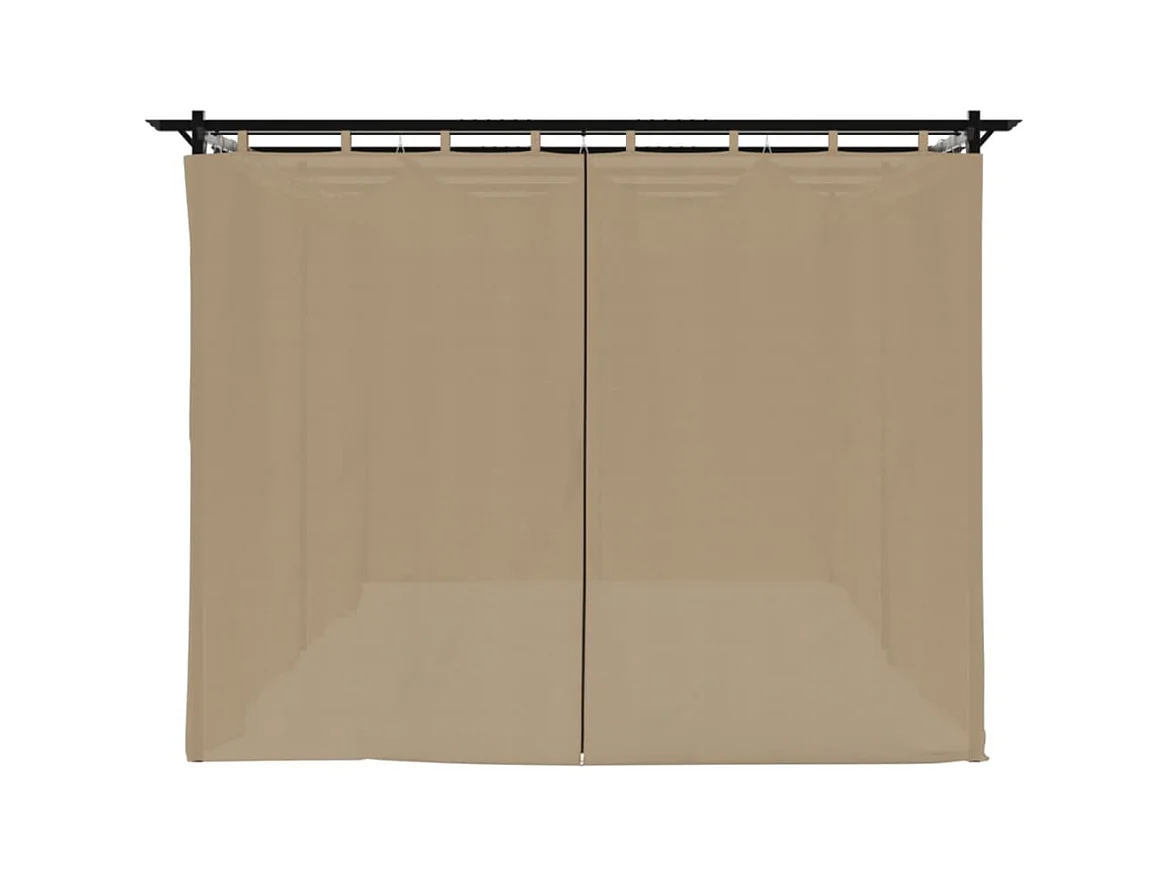 Pergolato con tende color tortora 6x3 m in acciaio