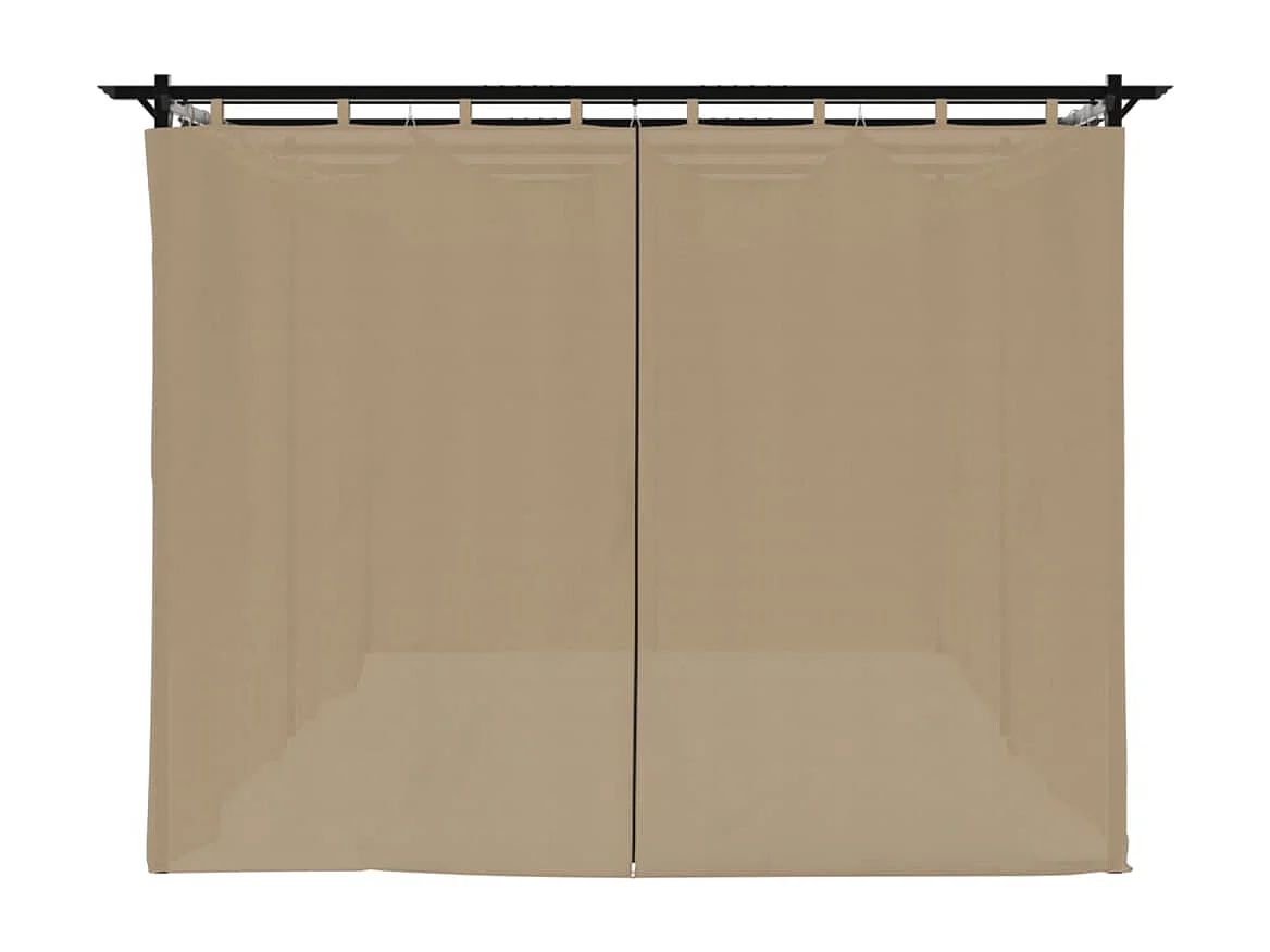 Cenador con cortinas color topo 6x3 m acero