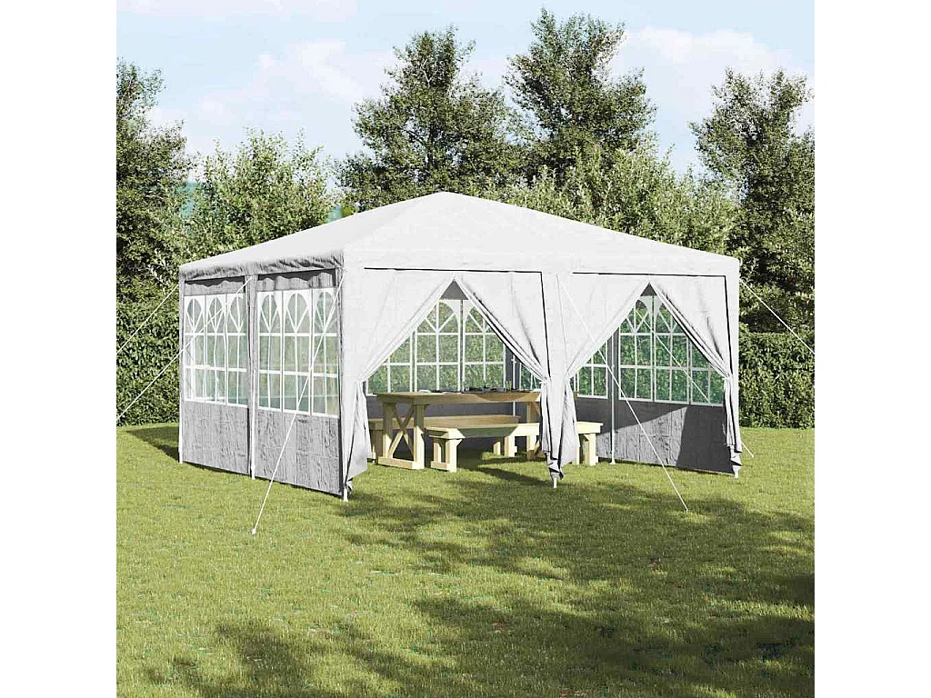 Weißes Partyzelt 400 x 400 x 266 cm Polyester und Stahl