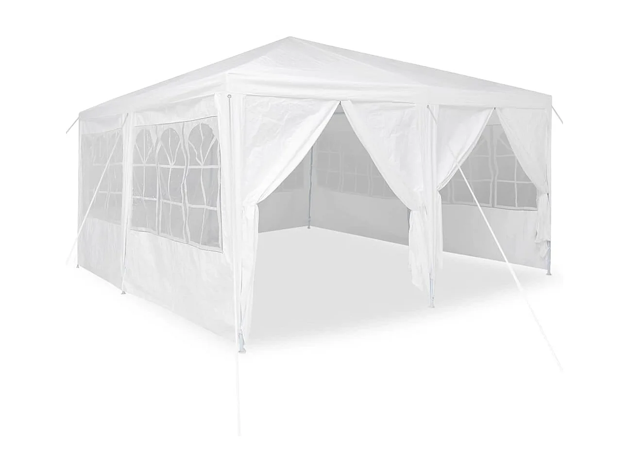 Weißes Partyzelt 400 x 400 x 266 cm Polyester und Stahl