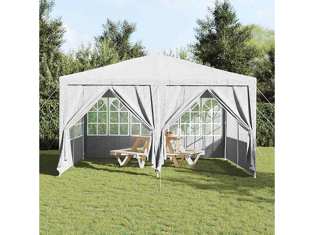 Weißes Partyzelt 400 x 400 x 266 cm Polyester und Stahl