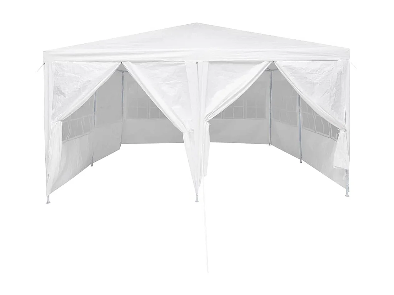 Weißes Partyzelt 400 x 400 x 266 cm Polyester und Stahl