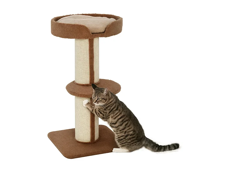 Árbol para gatos con sisal, plataforma y cojín, madera, beige (45x45x91 cm)