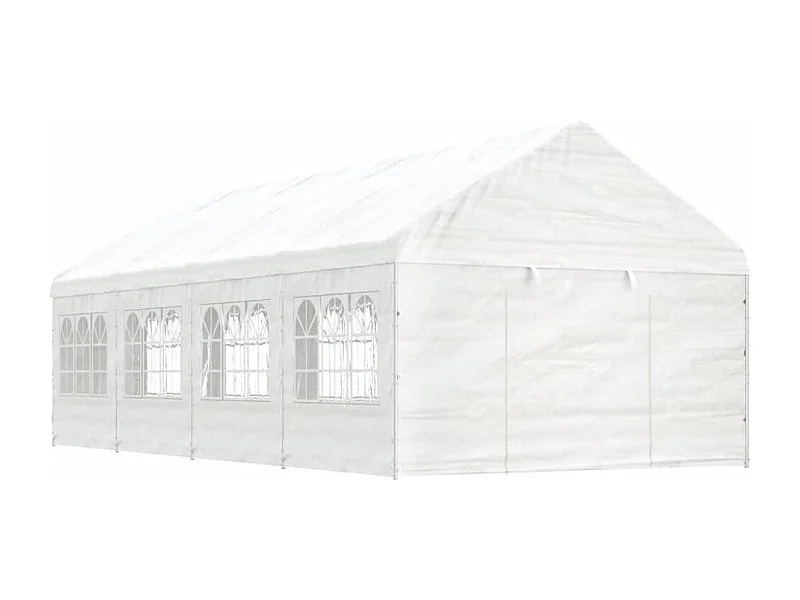 Gazebo con techo blanco 8,92x4,08x3,22 m polietileno