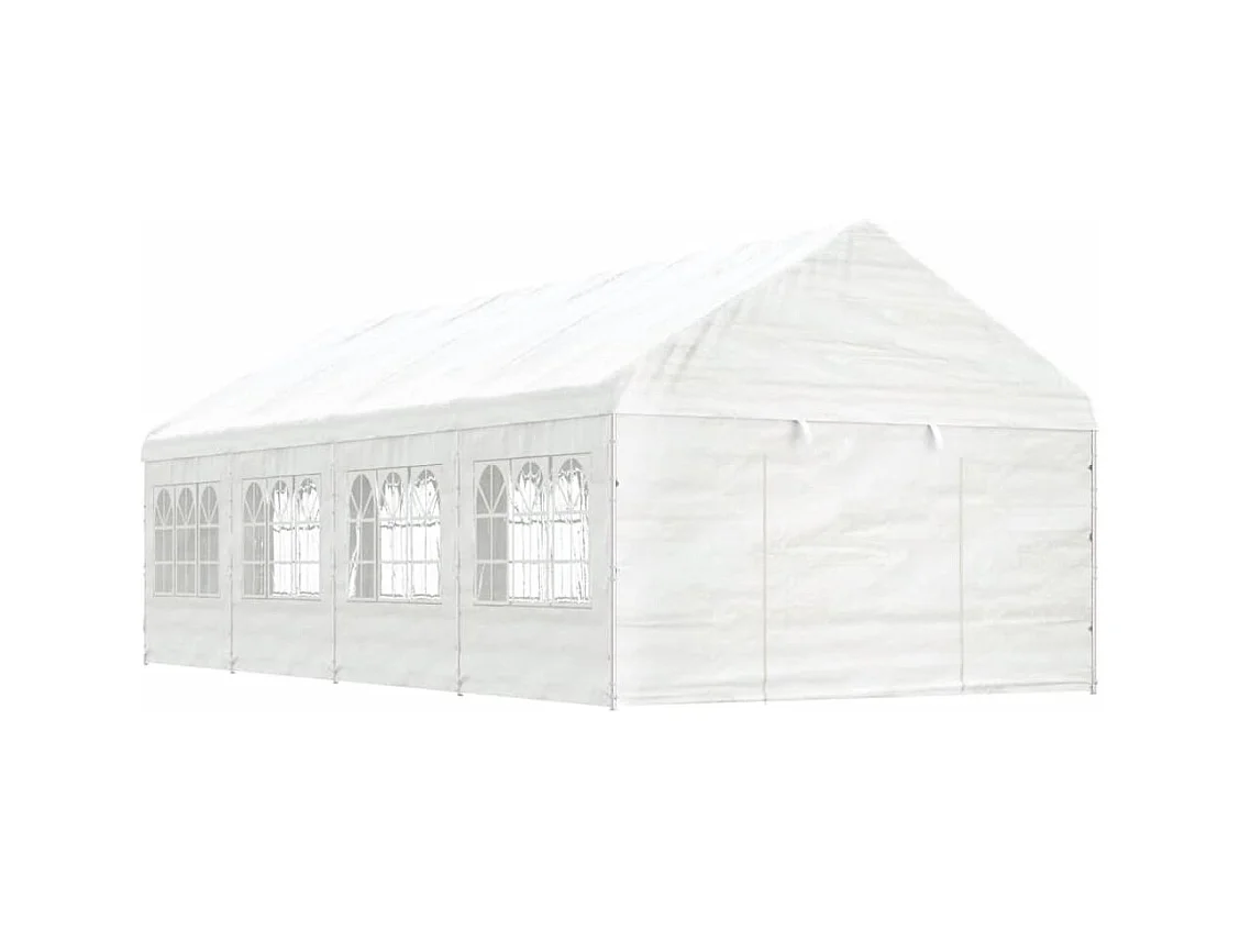 Gazebo con techo blanco 8,92x4,08x3,22 m polietileno