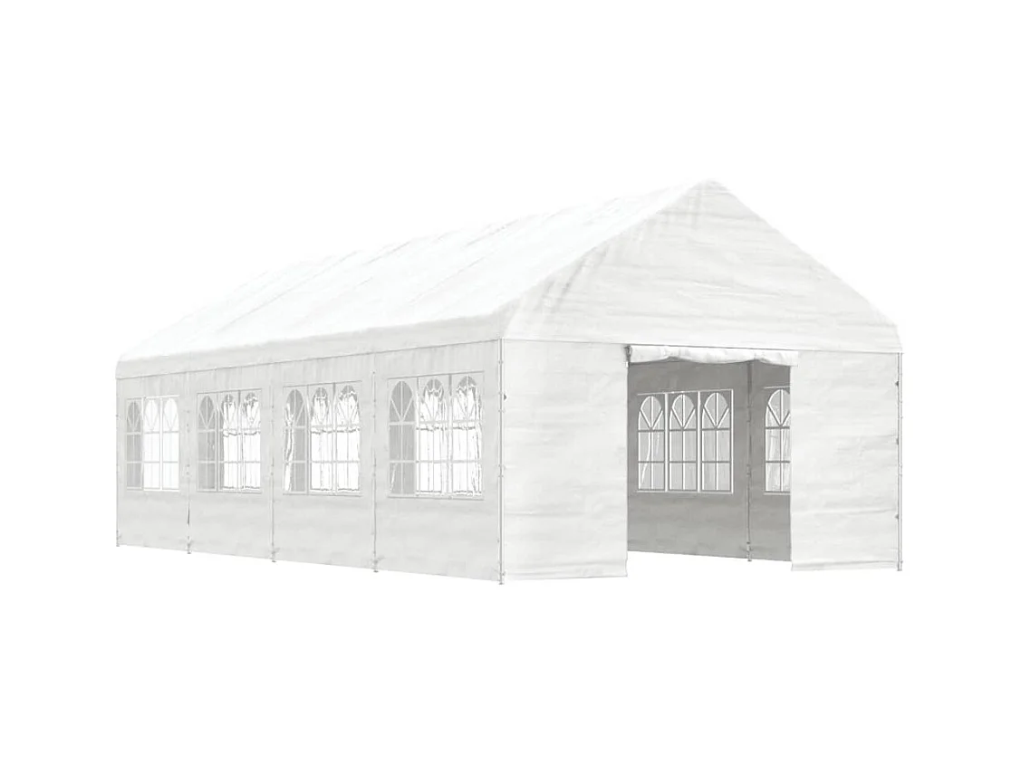 Gazebo con techo blanco 8,92x4,08x3,22 m polietileno