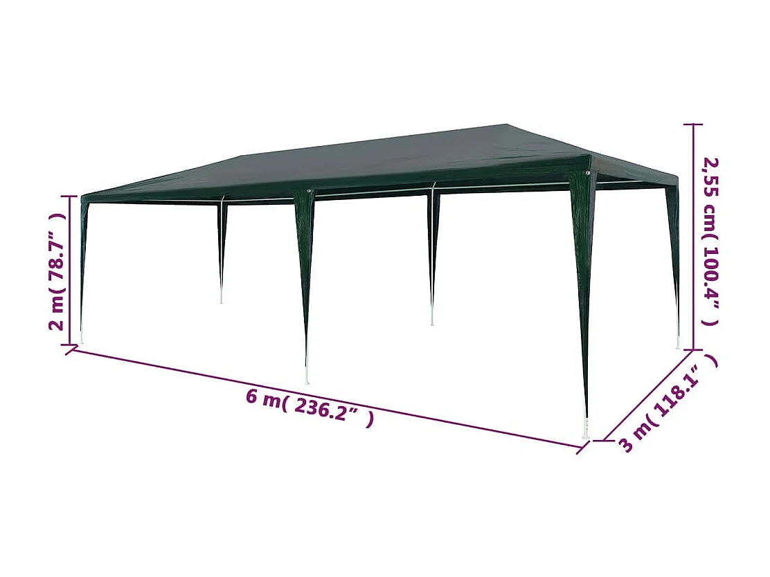Empfangszelt 3x6 m PE Grün