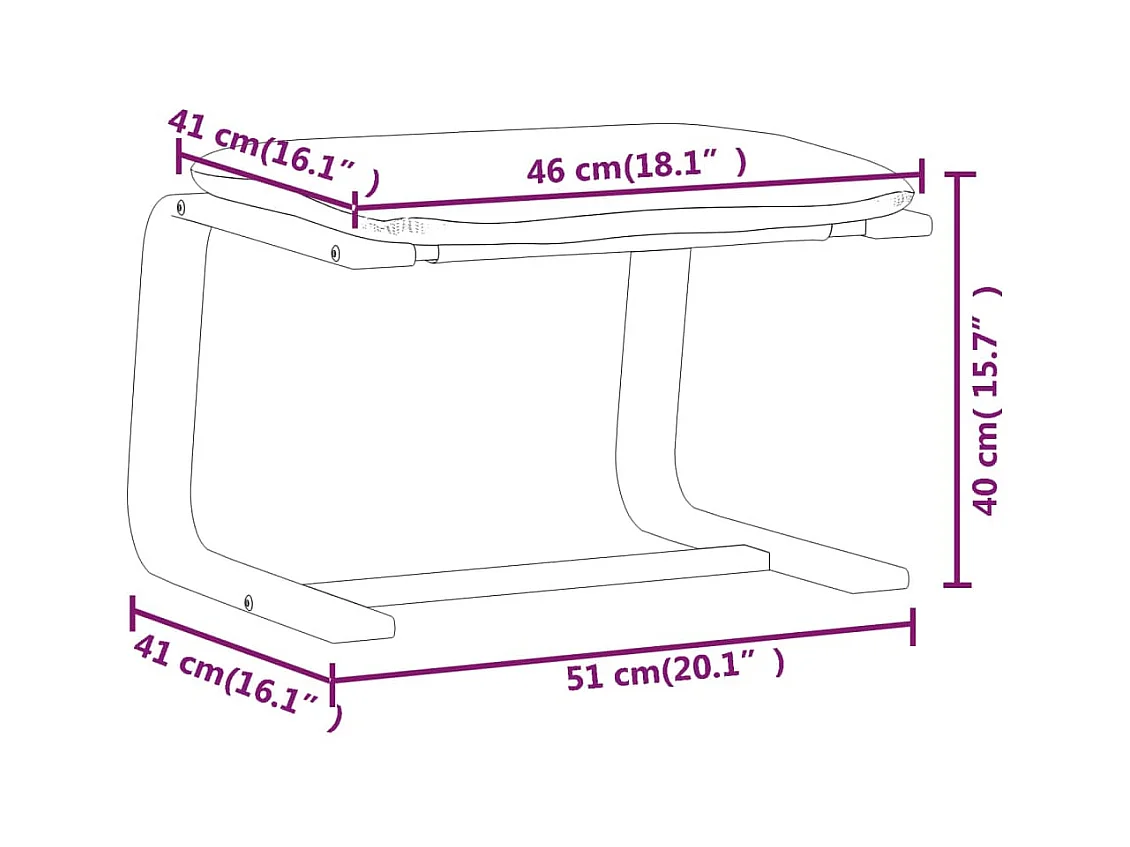 Poggiapiedi grigio chiaro 51x41x40 cm in tessuto