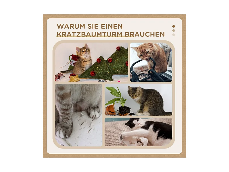 Tiragraffi con piattaforma, sisal, peluche, lana d'agnello, beige (45x45x91 cm)