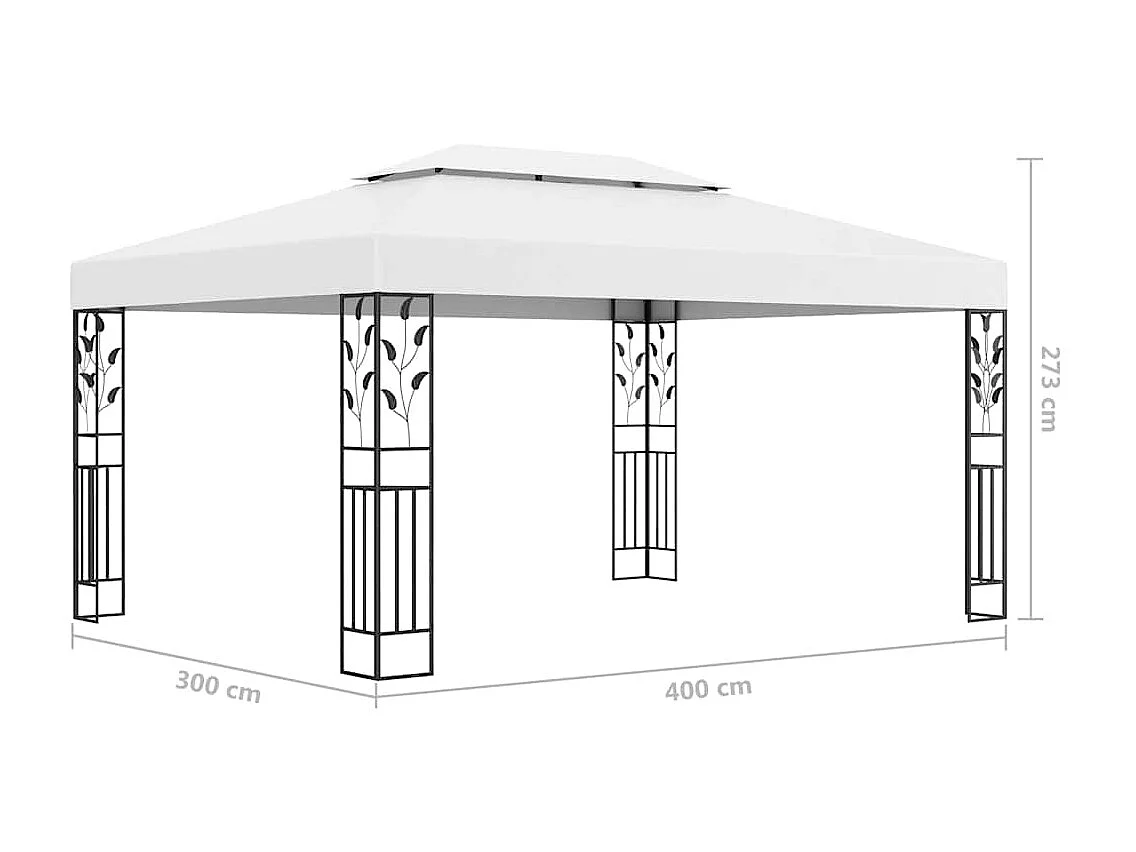 Gazebo con doppio tetto e luci LED 3x4 m Bianco